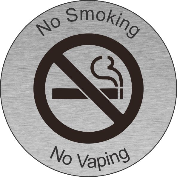 Aluminium Effect No Smoking and No Vaping Discs 40mm Diameter Braccio